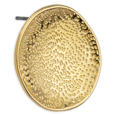 Earring asymmetrical disc, with titanium pin, gold plated 