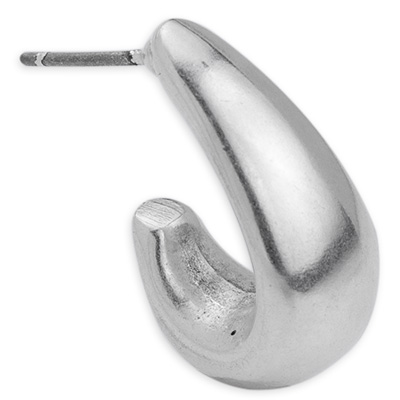 Creool oorbel met titanium pin, 8 x 19 mm, verzilverd 