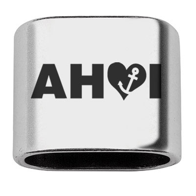 Adapter with engraving "Ahoy" with anchor, 20 x 24 mm, silver-plated, suitable for 10 mm sail rope 
