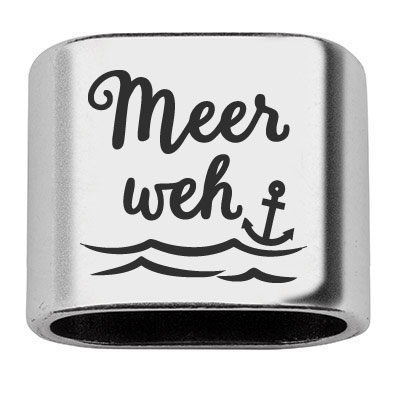 Intermediate piece with engraving "Meerweh", 20 x 24 mm, silver-plated, suitable for 10 mm sail rope 