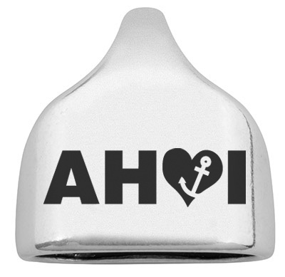 End cap with engraving "Ahoy" with anchor, 22.5 x 23 mm, silver-plated, suitable for 10 mm sail rope 