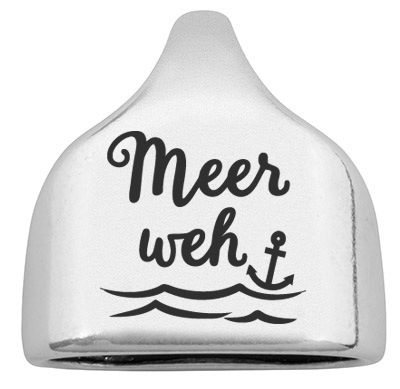 End cap with engraving "Meerweh", 22.5 x 23 mm, silver-plated, suitable for 10 mm sail rope 