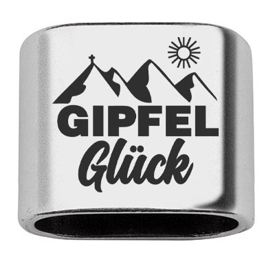 Intermediate piece with engraving "Gipfelglück", 20 x 24 mm, silver-plated, suitable for 10 mm sail rope 
