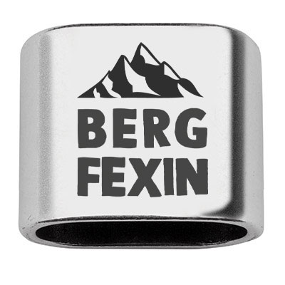 Pièce intermédiaire avec gravure "Bergfexin", 20 x 24 mm, argentée, convient pour corde à voile de 10 mm 