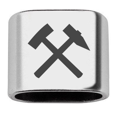 Spacer with engraving "Hammer and Mallet", 20 x 24 mm, silver-plated, suitable for 10 mm sail rope 