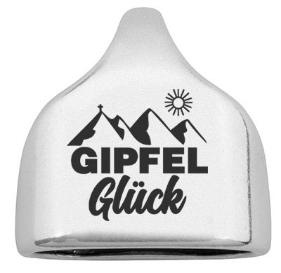 End cap with engraving "Gipfelglück", 22.5 x 23 mm, silver-plated, suitable for 10 mm sail rope 