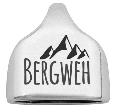 Eindkap met gravure "Bergweh", 22,5 x 23 mm, verzilverd, geschikt voor 10 mm zeiltouw 