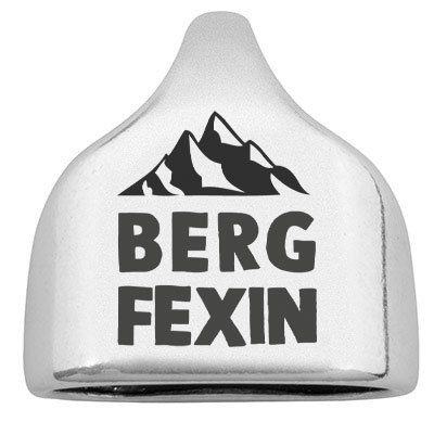 Endkappe mit Gravur "Bergfexin", 22,5 x 23 mm, versilbert, geeignet für 10 mm Segelseil 