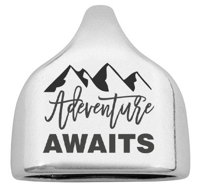 End cap with engraving "Adventure Awaits", 22.5 x 23 mm, silver-plated, suitable for 10 mm sail rope 