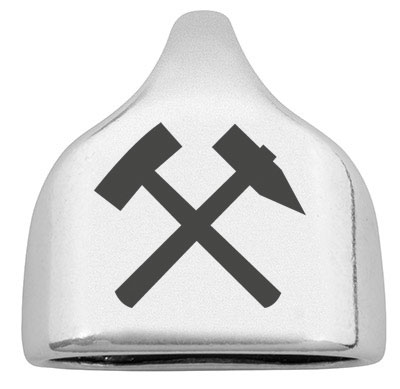 End cap with engraving "Hammer and Mallet", 22.5 x 23 mm, silver-plated, suitable for 10 mm sail rope 