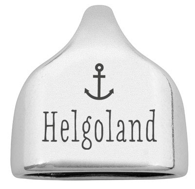 Eindkap met gravure "Helgoland", 22,5 x 23 mm, verzilverd, geschikt voor 10 mm zeiltouw 