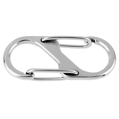 Closure carabiner Double carabiner, 41x17 mm, silver-plated 