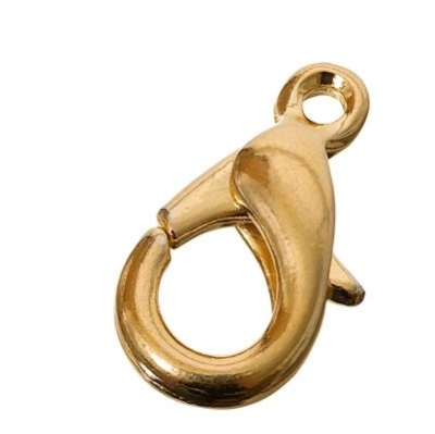 Brass carabiner, approx. 12 x 8 mm, gold-plated 