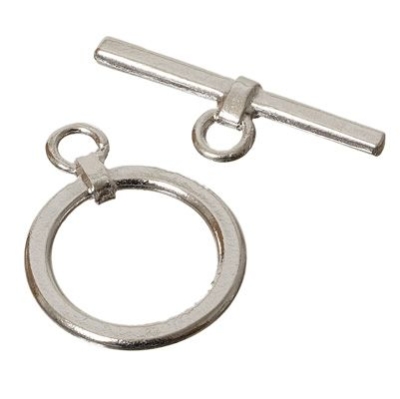 Toggle clasp, round, approx. 29 x 22 mm, shiny silver-plated 