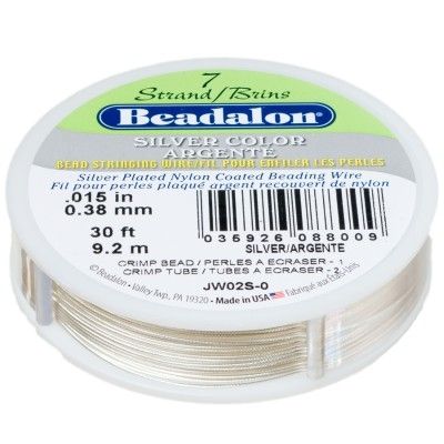 Beadalon 7 Strand, 0.38 mm, 9.2 m, Colour: Metallic Silver,Jewellery Wire 