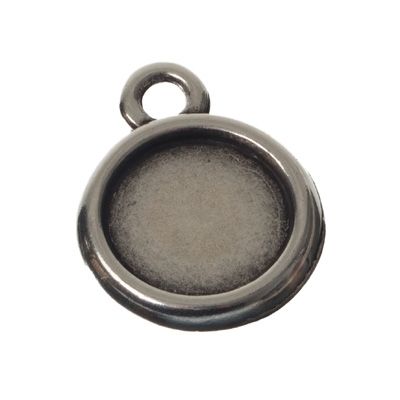 Setting for round cabochons 12 mm, 1 eyelet, silver-plated 