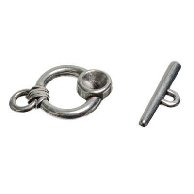 Toggle clasp with setting for Rivoli SS39, silver-plated 