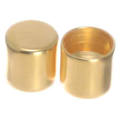 End cap without eyelet, inner diameter 5 mm, 6 x 6 mm, gold-plated, suitable for sail rope 