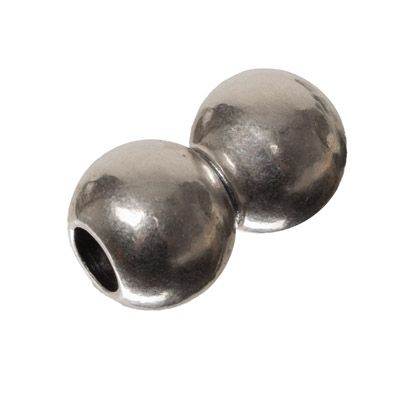 Magnetic clasp for ribbons up to 5 mm, double ball, 20 x 12 mm, silver-plated 