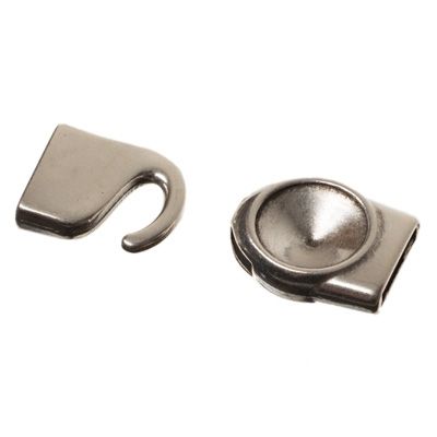 Hook clasp, setting for Rivoli 12 mm, 32 x 15 mm, silver-plated 