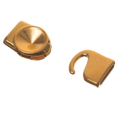 Hook clasp, setting for Rivoli 12 mm, 32 x 15 mm, gold-plated 