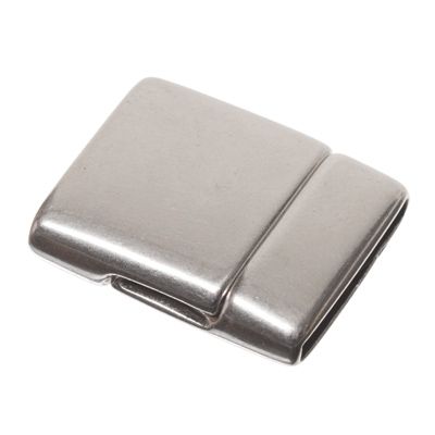 Magnetic clasp, square, for wide ribbons (15 x 2 mm), silver-plated 