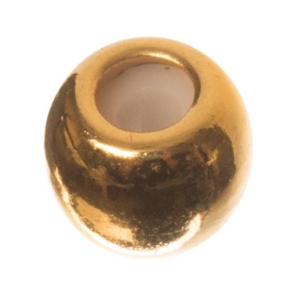 Sliding clasp, ball, 6 mm, for two ribbons with 1 mm diameter each, gold-plated 