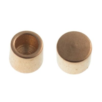 End cap without eyelet, inner diameter 1.2 mm, 2.2 x 2 mm, rose gold plated 