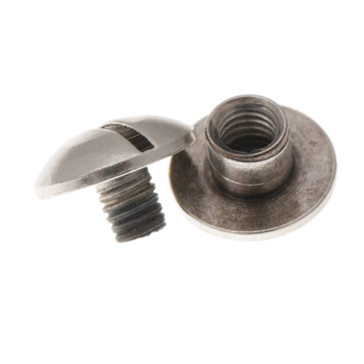 Screw rivet, head 8 mm, pin length 3.5 mm, pin diameter 4 mm, silver-plated 