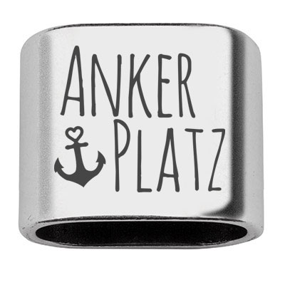 Spacer with engraving "Anchorage", 20 x 24 mm, silver-plated, suitable for 10 mm sail rope 