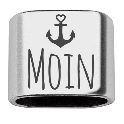 Spacer with engraving "Moin", 20 x 24 mm, silver-plated, suitable for 10 mm sail rope 