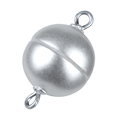 Magic Power magnetic clasp, ball, 6 mm, with eyelets, pearl-coloured 