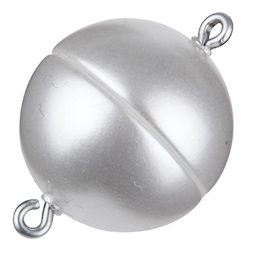 Magic Power magnetic clasp ball 18 mm, with eyelets, pearl-coloured 