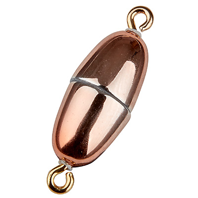 Magic Power magnetic clasp olive 14 x 6.5 mm, with eyelets, shiny copper colour 