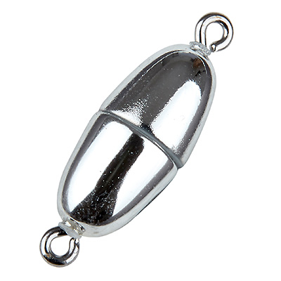Magic Power magnetic clasp olive 14 x 6.5 mm, with eyelets, shiny silver colour 