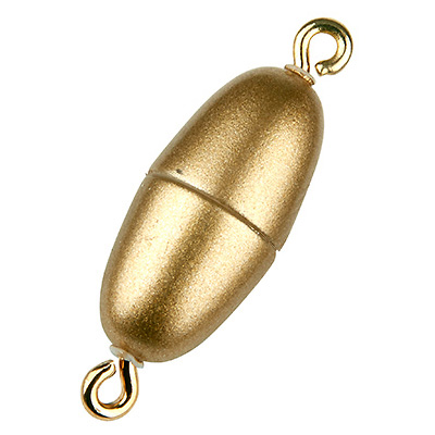 Magic Power magnetic clasp olive 14 x 6.5 mm, with eyelets, gold coloured matt 