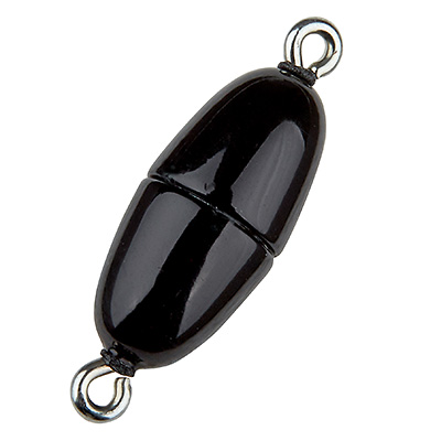 Fermoir magnétique Magic-Power Olive 14 x 6,5 mm, avec oeillets, noir brillant 