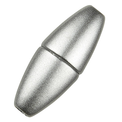 Magic-Power-Magnetverschluss Olive 21,5 x 8,5 mm, mit Bohrung 2 mm, silberfarben matt 