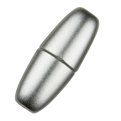 Magic-Power-Magnetverschluss Olive 21,5 x 8,5 mm, mit Bohrung 3 mm, silberfarben matt 