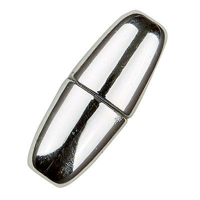 Magic Power magnetic clasp olive 21.5 x 8.5 mm, with 3 mm hole, shiny silver colour 