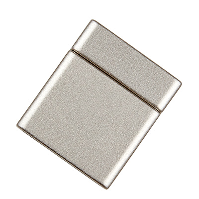 Magic Power magneetsluiting voor platte linten 15 x 2 mm, kleur mat roestvrij staal 
