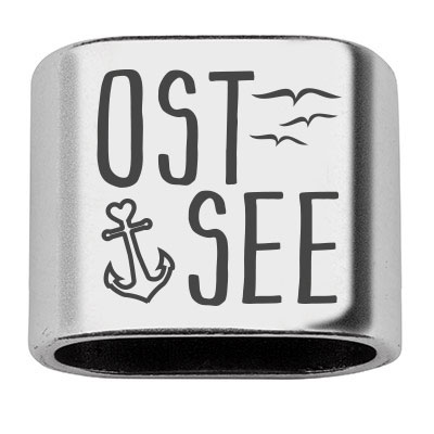 Spacer with engraving "Baltic Sea", 20 x 24 mm, silver-plated, suitable for 10 mm sail rope 