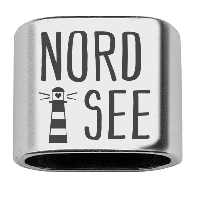 Intermediate piece with engraving "Nordsee", 20 x 24 mm, silver-plated, suitable for 10 mm sail rope 