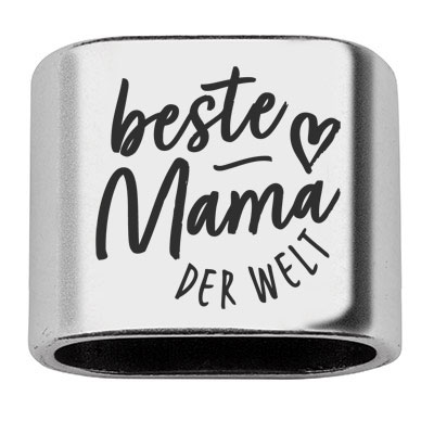 Zwischenstück mit Gravur "Beste Mama der Welt", 20 x 24 mm, versilbert, geeignet für 10 mm Segelseil 