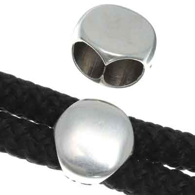 Curseur, rond 12 mm, argenté, convient pour corde à voile de 5 mm 