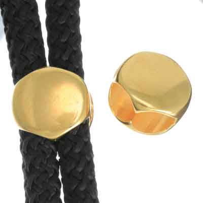 Curseur, rond 12 mm, doré, convient pour corde à voile de 5 mm 