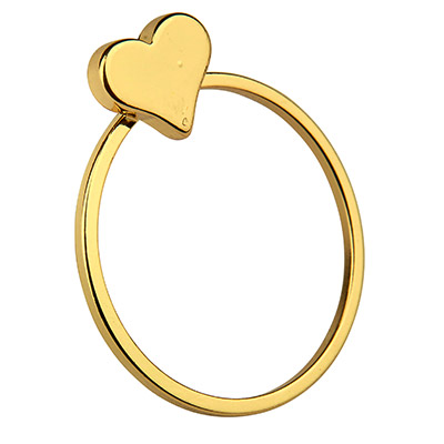 Earring round with heart, 15 x 19 mm, gold-plated 