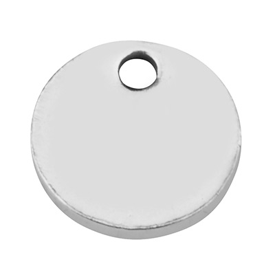 Stamp blank pendant round, diameter 8 mm, silver plated 