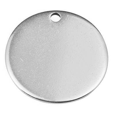Ebauche de tampon pendentif rond, diamètre 20 mm, argenté 