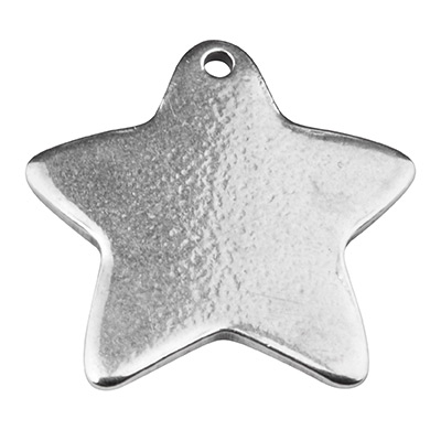 Stamp blank pendant star, 16 mm, silver plated 